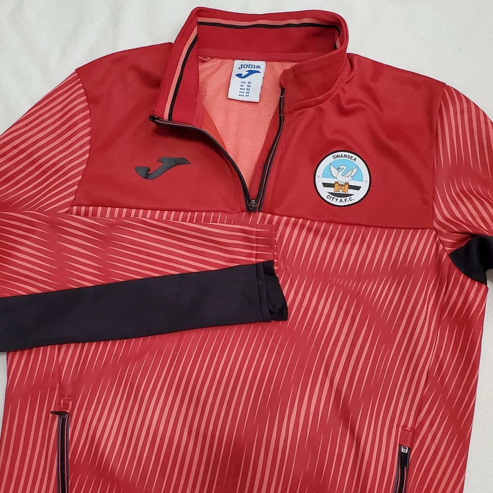 Joma x Swansea City AFC Soccer Quarter Zip Pullover Red Mens Medium